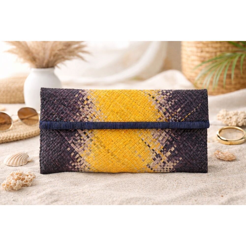 Mar Y Sol Woven Raffia Clutch | Coastal Resort Chic Straw Handbag, $138